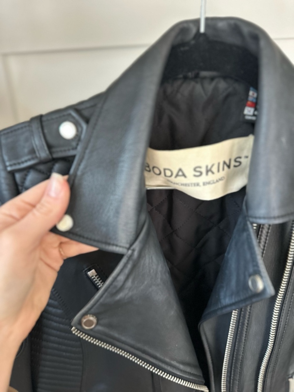 BODA SKINS Women's Black Quilted Leather Biker Jacket - Picture 4 of 7